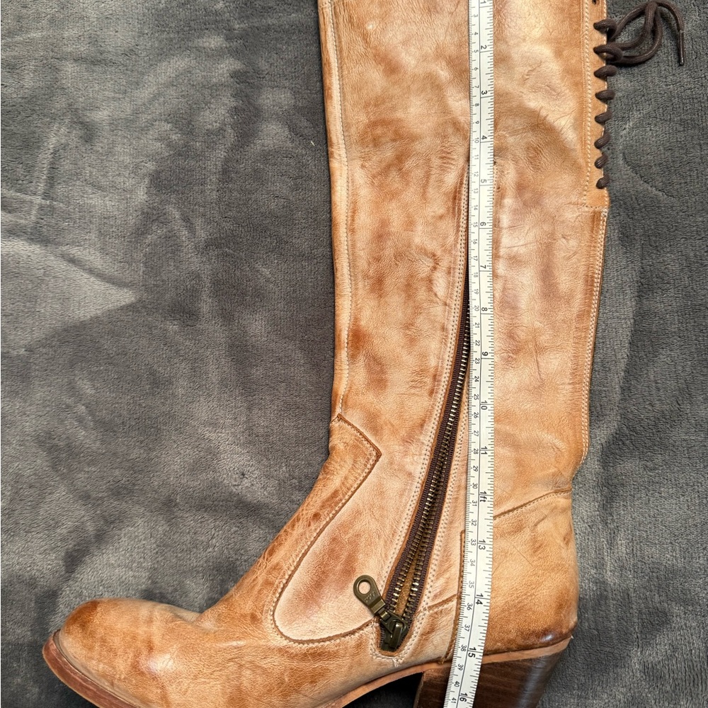 RARE Bed Stu Roan Lace Up Leather Knee-High Boots - Picture 6 of 7
